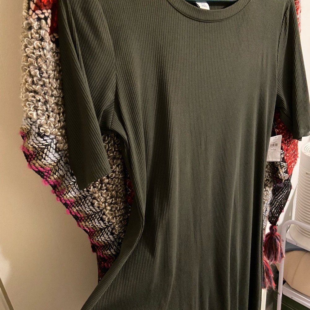 Old Navy Ribbed Short Sleeve Flare Tee Dress
